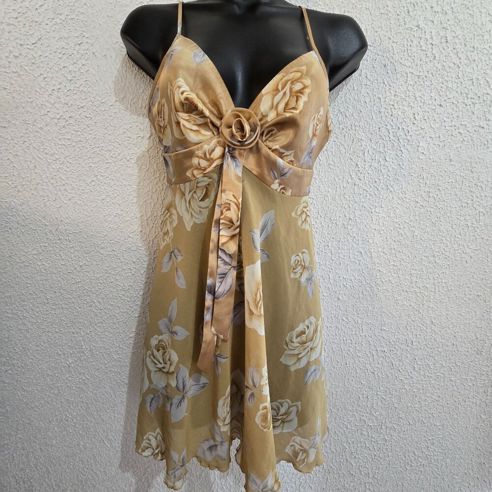 Victorias Secret Beige Floral Slip Dress XS 100% Polyester Womens Nightwear